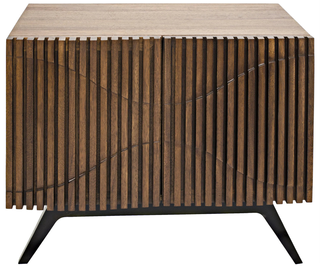 American Home Furniture | Noir - Illusion Single Sideboard with Steel Base, Dark Walnut