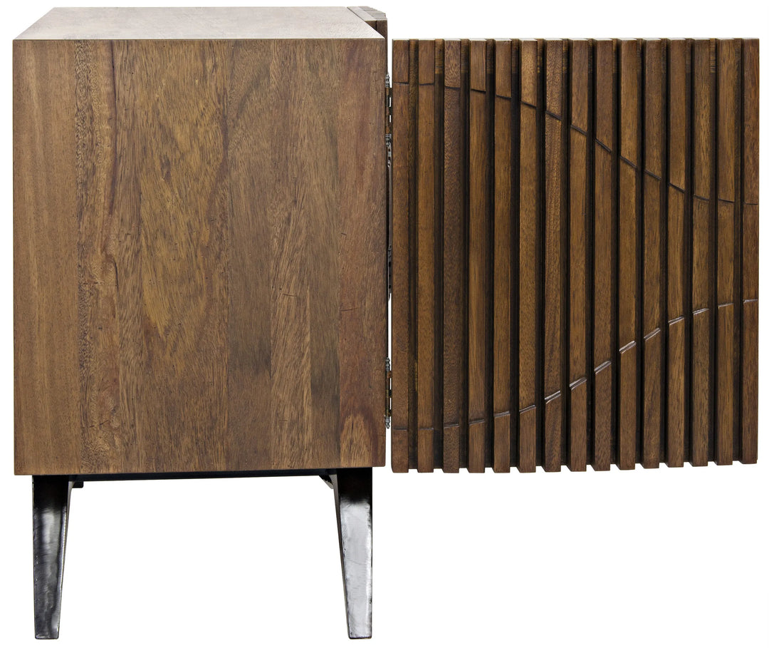 American Home Furniture | Noir - Illusion Single Sideboard with Steel Base, Dark Walnut