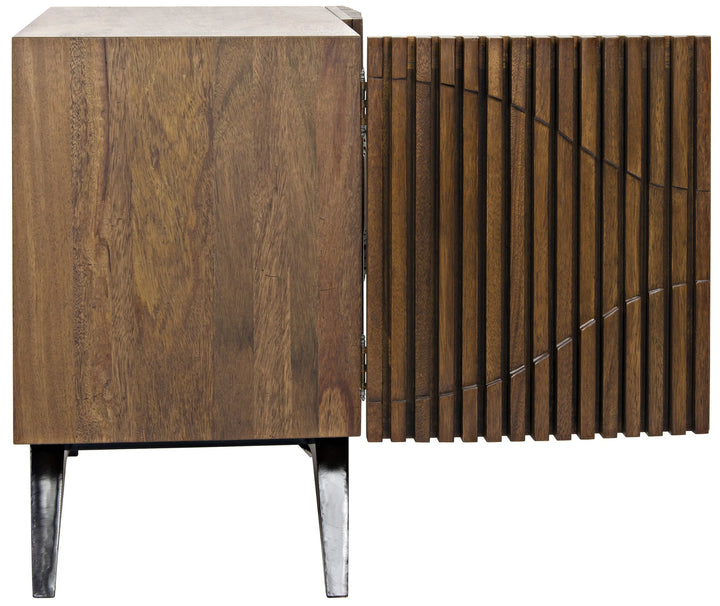 American Home Furniture | Noir - Illusion Single Sideboard with Steel Base, Dark Walnut