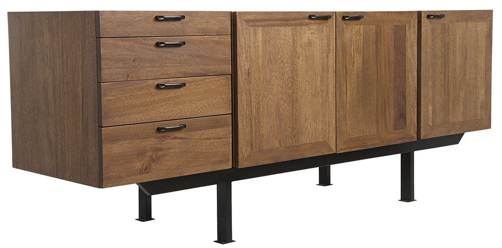 American Home Furniture | Noir - Mind-Croft Sideboard, Walnut and Steel