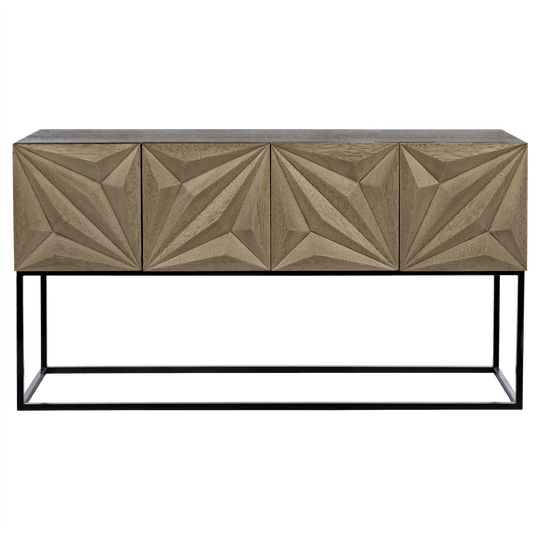 Noir Zurich Console, Bleached Walnut with Steel CONSOLE TABLES