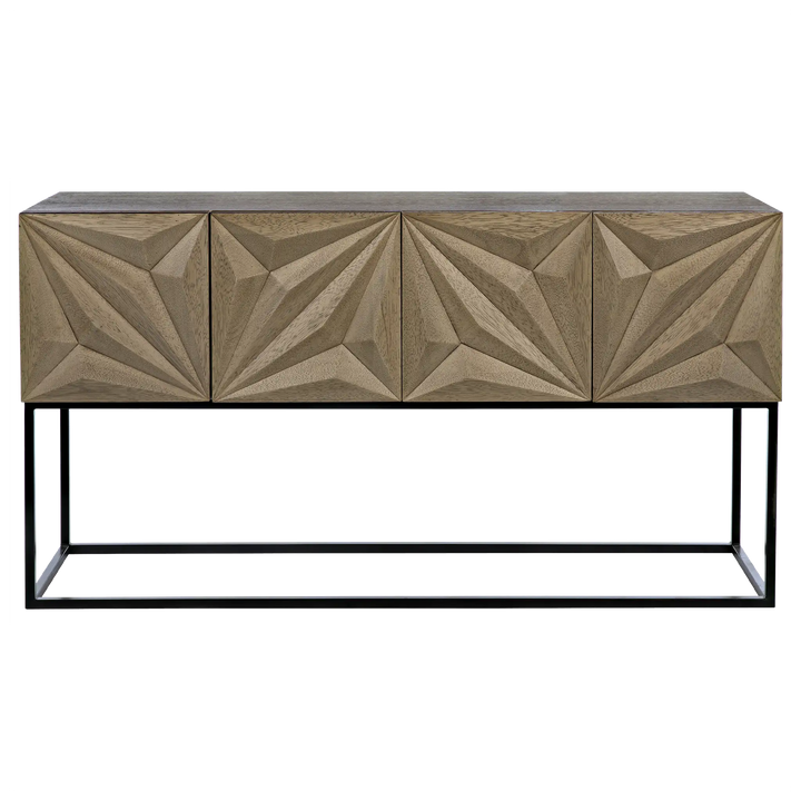 American Home Furniture | Noir - Zurich Console, Bleached Walnut with Steel