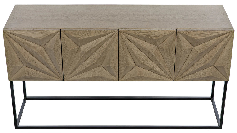 American Home Furniture | Noir - Zurich Console, Bleached Walnut with Steel