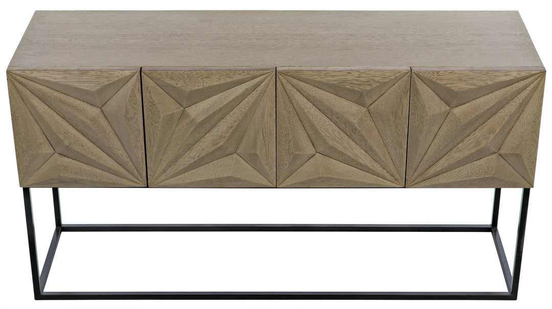 American Home Furniture | Noir - Zurich Console, Bleached Walnut with Steel