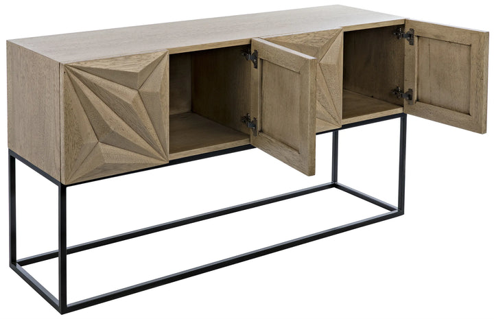 American Home Furniture | Noir - Zurich Console, Bleached Walnut with Steel