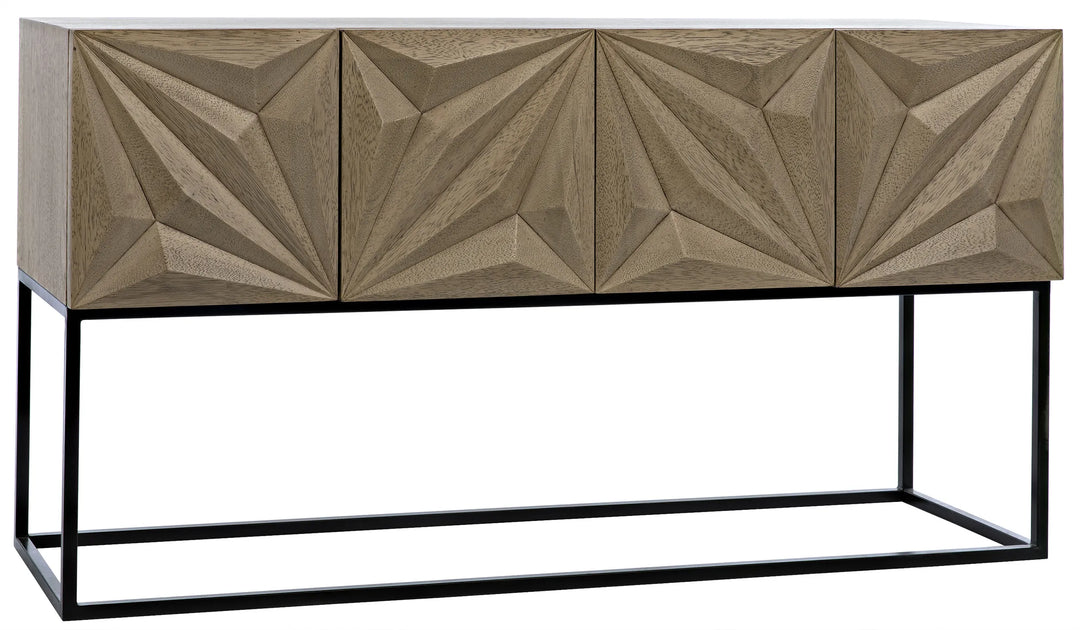 American Home Furniture | Noir - Zurich Console, Bleached Walnut with Steel