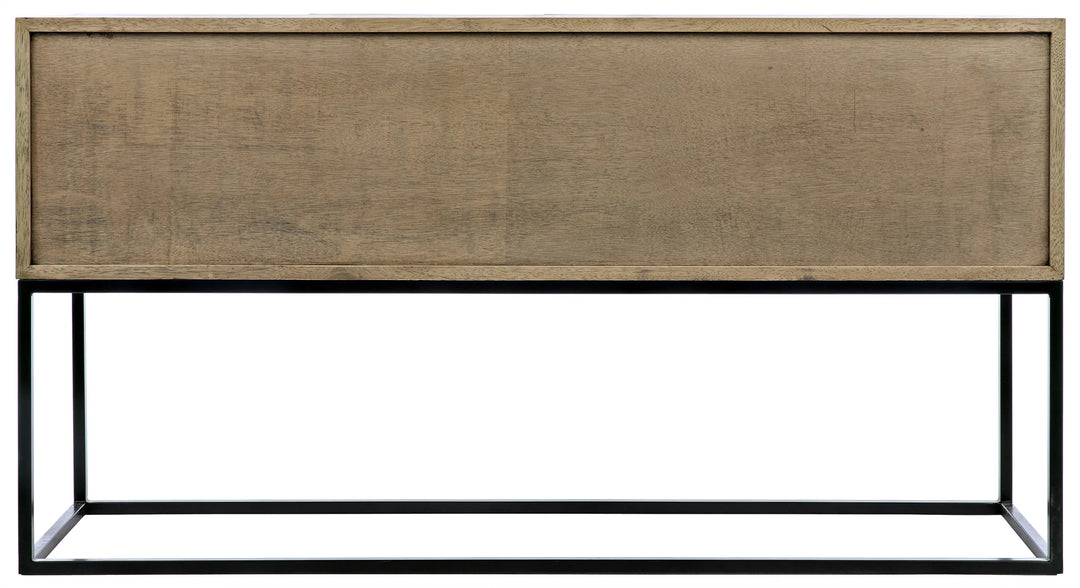 American Home Furniture | Noir - Zurich Console, Bleached Walnut with Steel