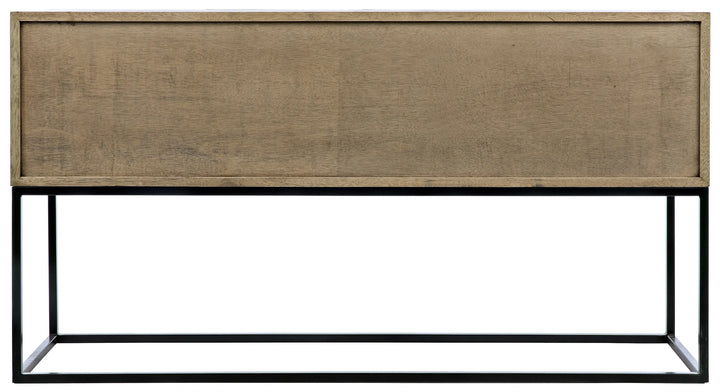 American Home Furniture | Noir - Zurich Console, Bleached Walnut with Steel