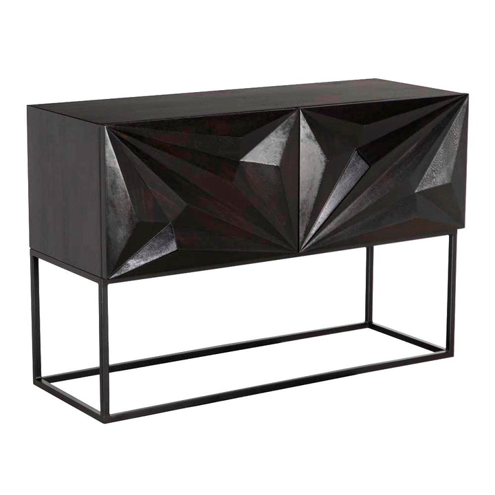 Noir - Small Zurich Console, Ebony Walnut with Iron - GCON262EB-S