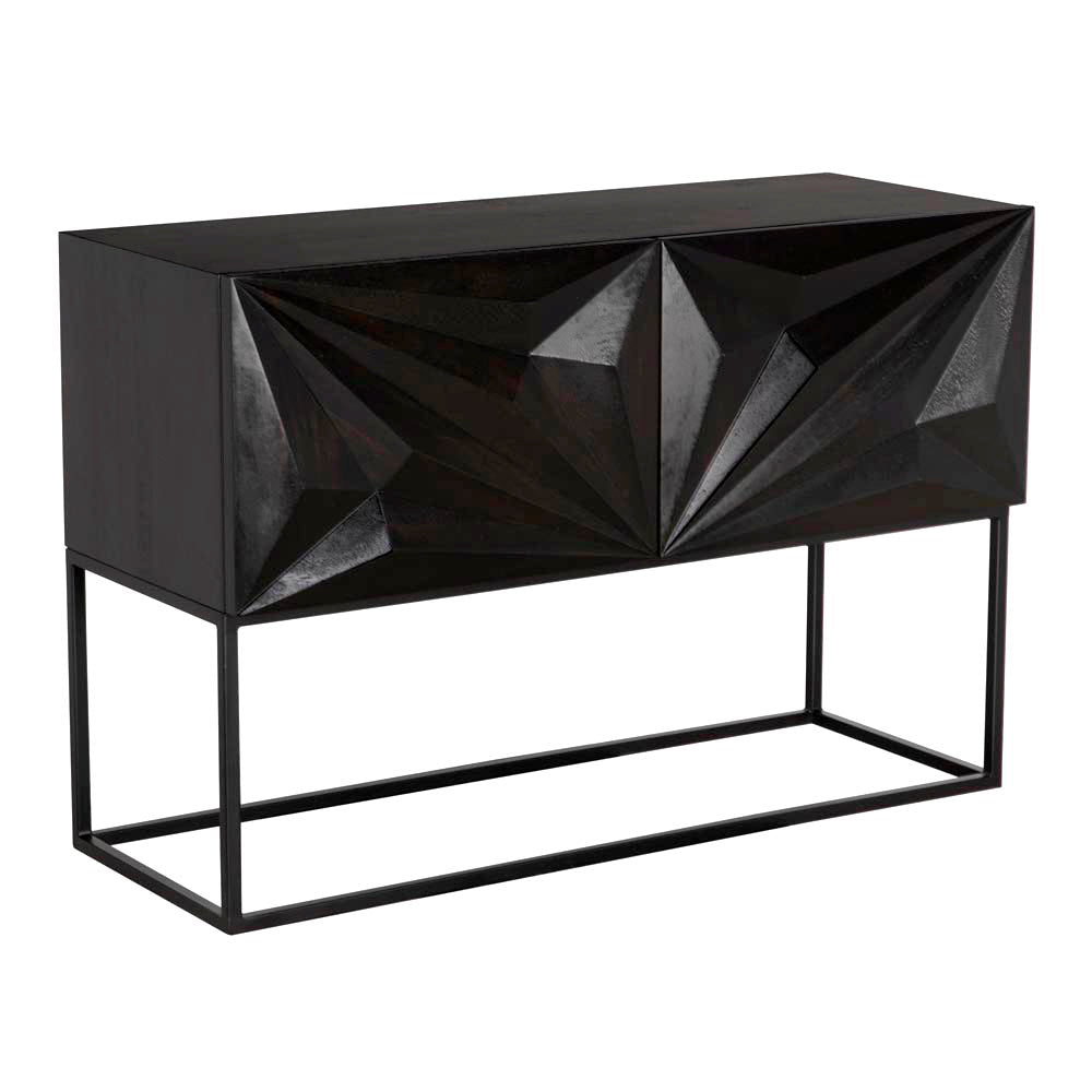 Noir - Small Zurich Console, Ebony Walnut with Iron - GCON262EB-S
