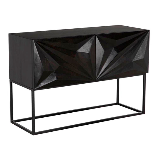 Noir - Small Zurich Console, Ebony Walnut with Iron - GCON262EB-S