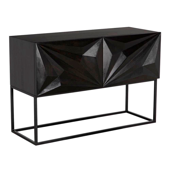 Noir - Small Zurich Console, Ebony Walnut with Iron - GCON262EB-S