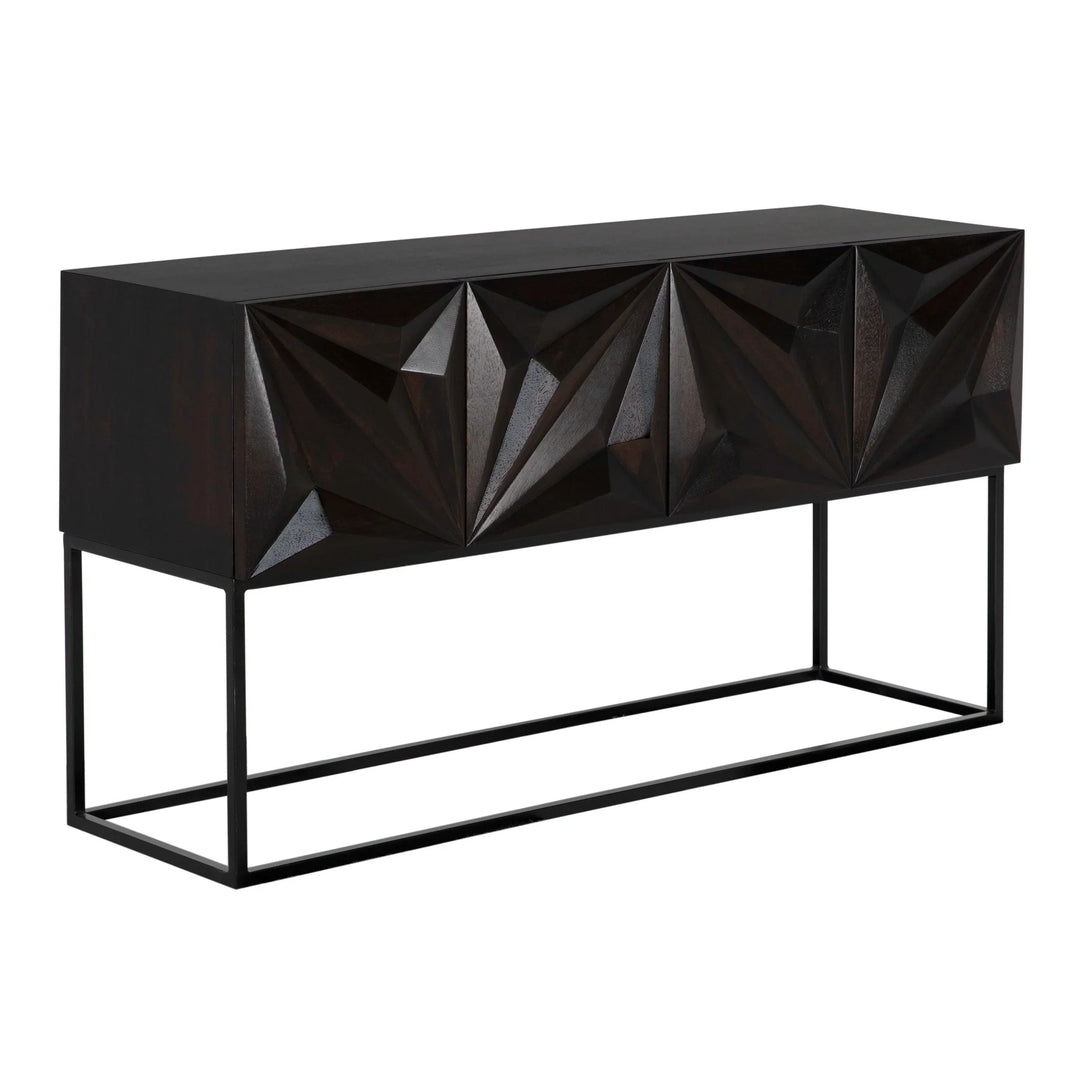 Zurich Console, Ebony Walnut with Steel - AmericanHomeFurniture