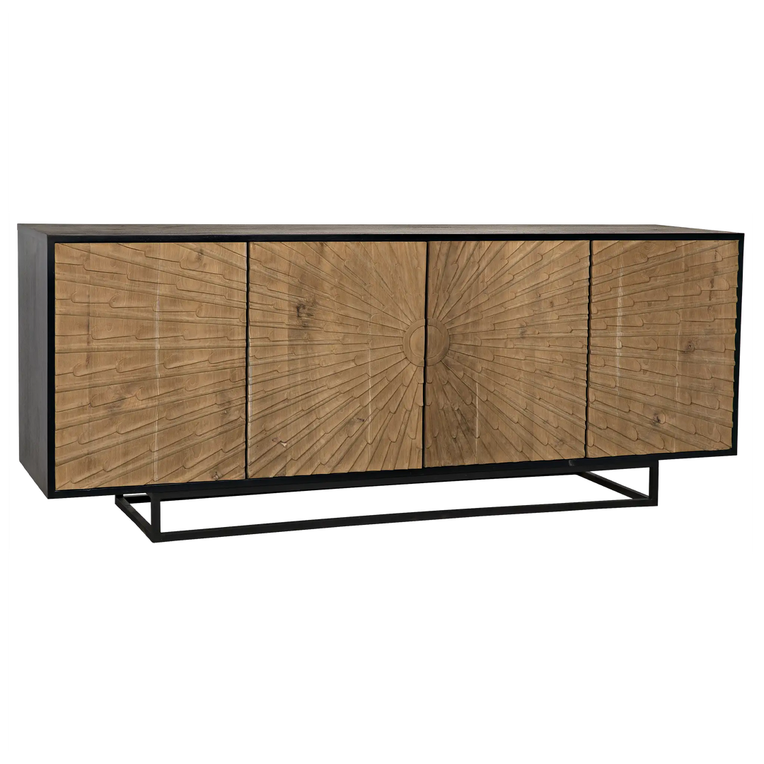 American Home Furniture | Noir - Ra Sideboard, Hand Rubbed Black with Teak