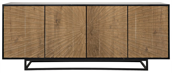 American Home Furniture | Noir - Ra Sideboard, Hand Rubbed Black with Teak