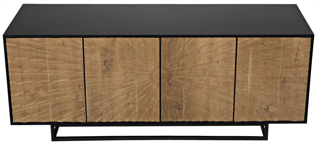 American Home Furniture | Noir - Ra Sideboard, Hand Rubbed Black with Teak