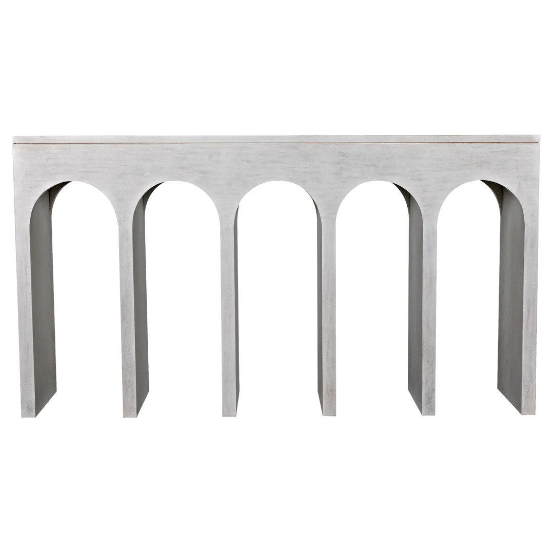 American Home Furniture | Noir - Bridge Console, White Wash