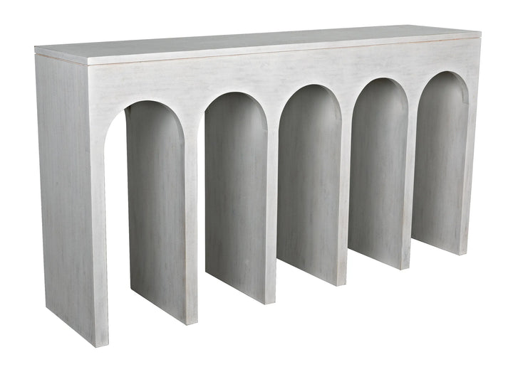 American Home Furniture | Noir - Bridge Console, White Wash