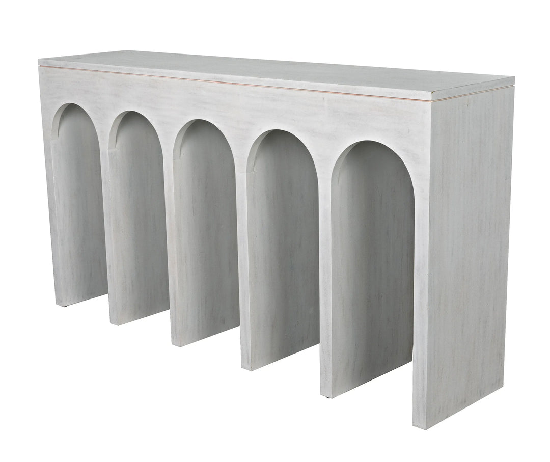 American Home Furniture | Noir - Bridge Console, White Wash