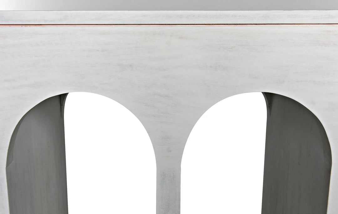 American Home Furniture | Noir - Bridge Console, White Wash