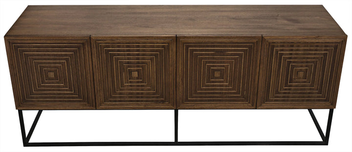 American Home Furniture | Noir - Lanon Sideboard with Steel Base, Dark Walnut