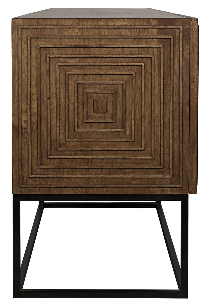 American Home Furniture | Noir - Lanon Sideboard with Steel Base, Dark Walnut