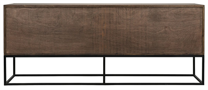 American Home Furniture | Noir - Lanon Sideboard with Steel Base, Dark Walnut