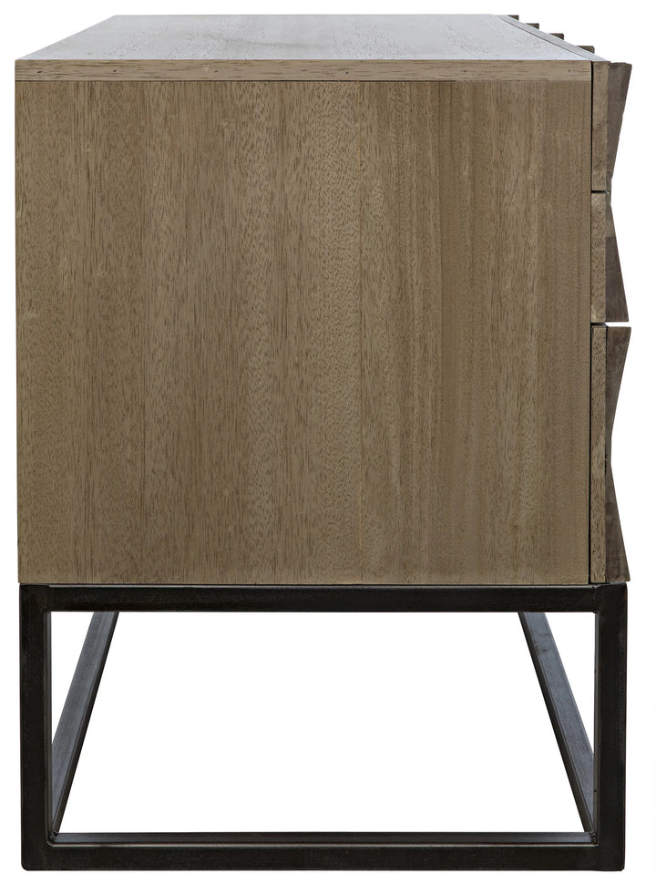 American Home Furniture | Noir - Draco Sideboard with Steel Stand, Washed Walnut