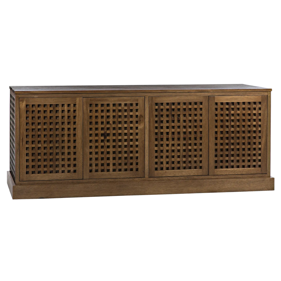 American Home Furniture | Noir - Genti 4 Door Sideboard, Dark Walnut