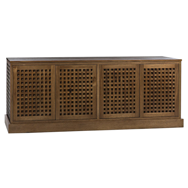 American Home Furniture | Noir - Genti 4 Door Sideboard, Dark Walnut