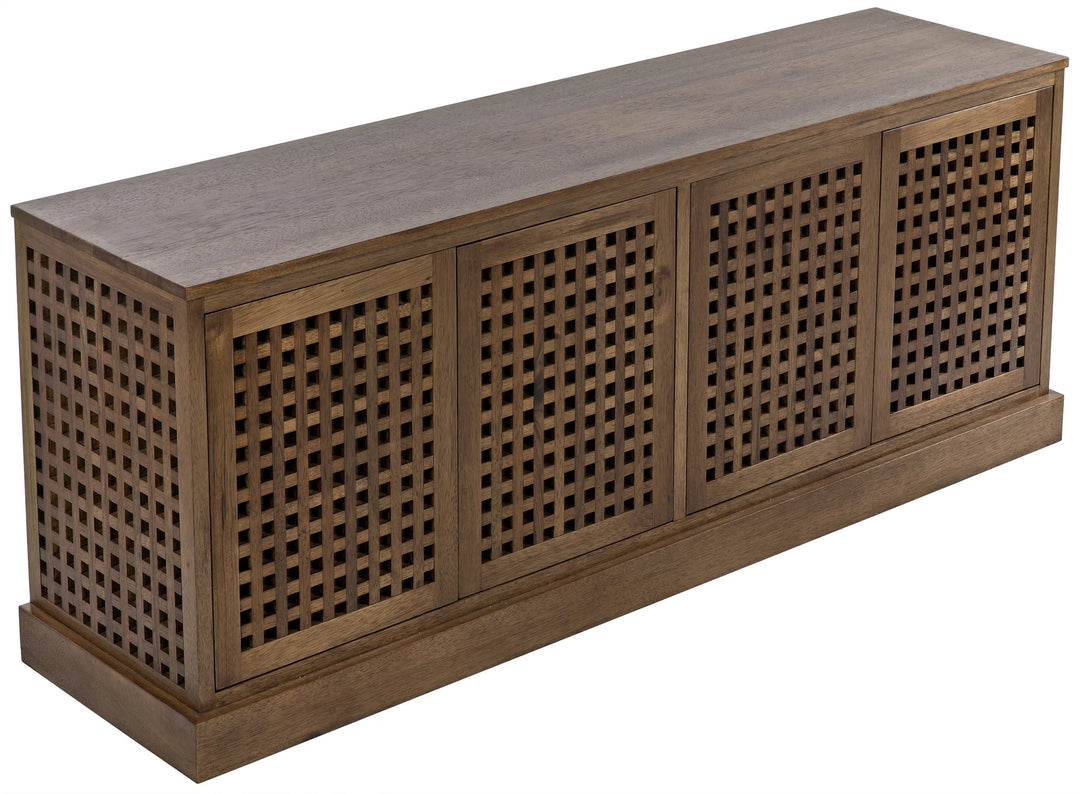 American Home Furniture | Noir - Genti 4 Door Sideboard, Dark Walnut