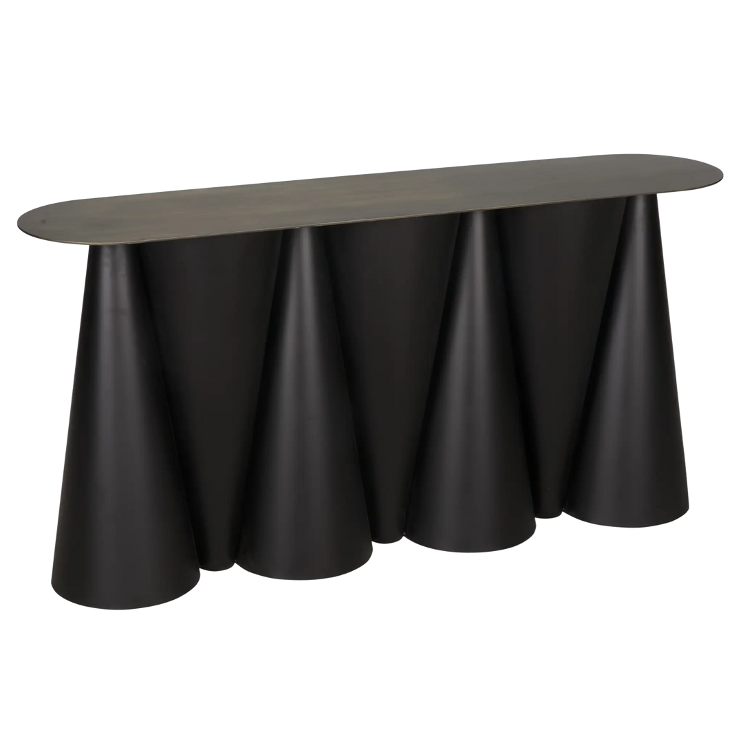 American Home Furniture | Noir - Salt and Pepper Console, Black Steel