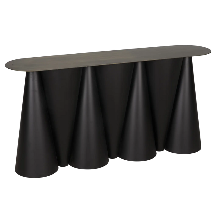 American Home Furniture | Noir - Salt and Pepper Console, Black Steel