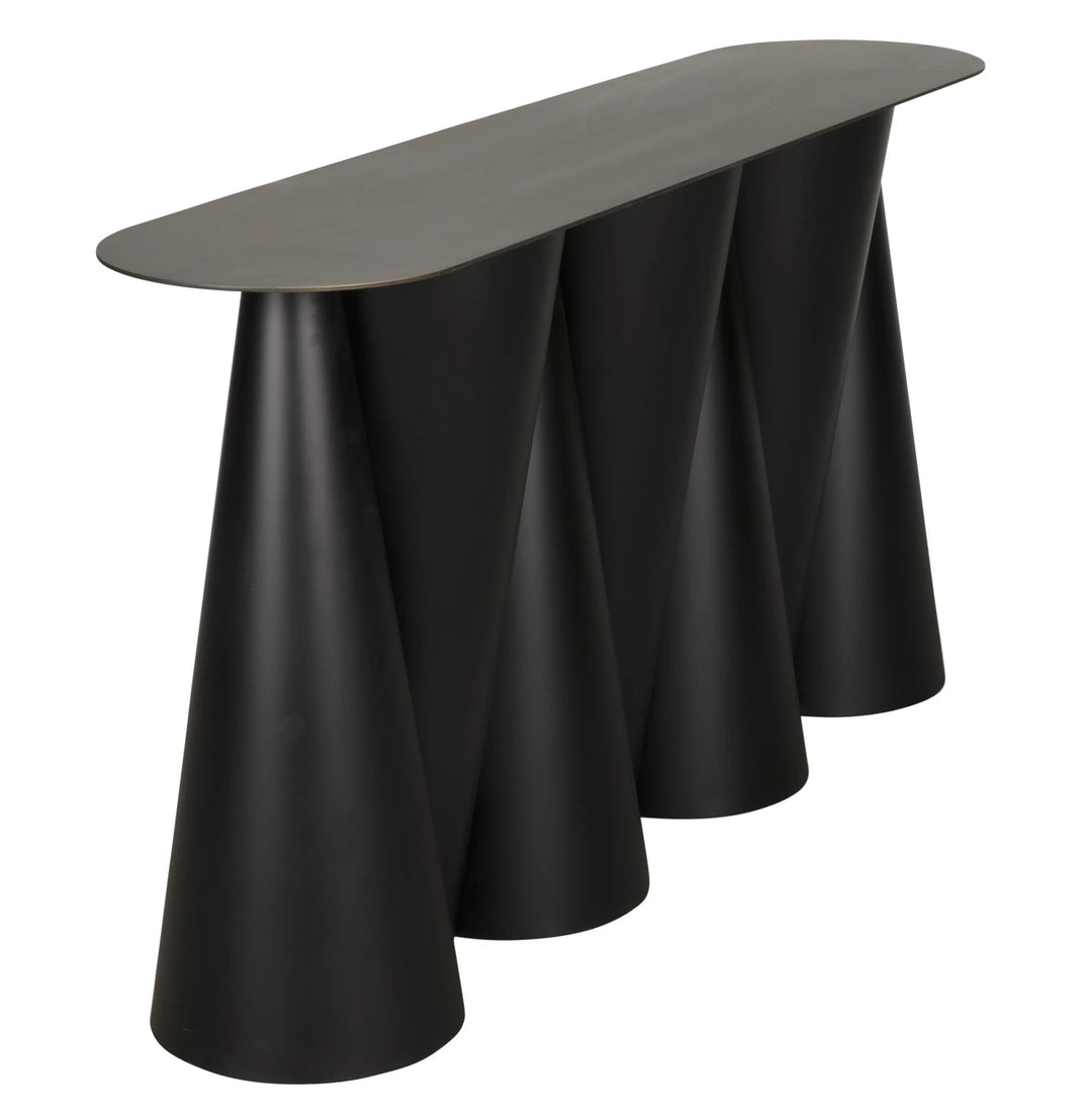 American Home Furniture | Noir - Salt and Pepper Console, Black Steel