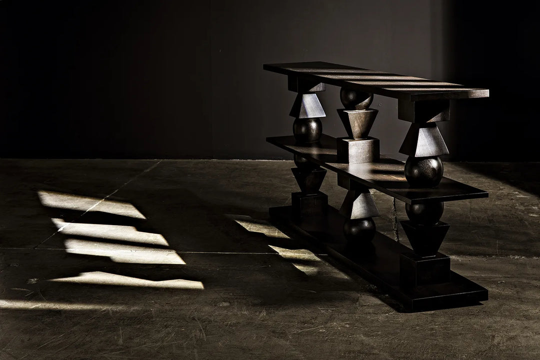 American Home Furniture | Noir - Lyra Console, Ebony Walnut