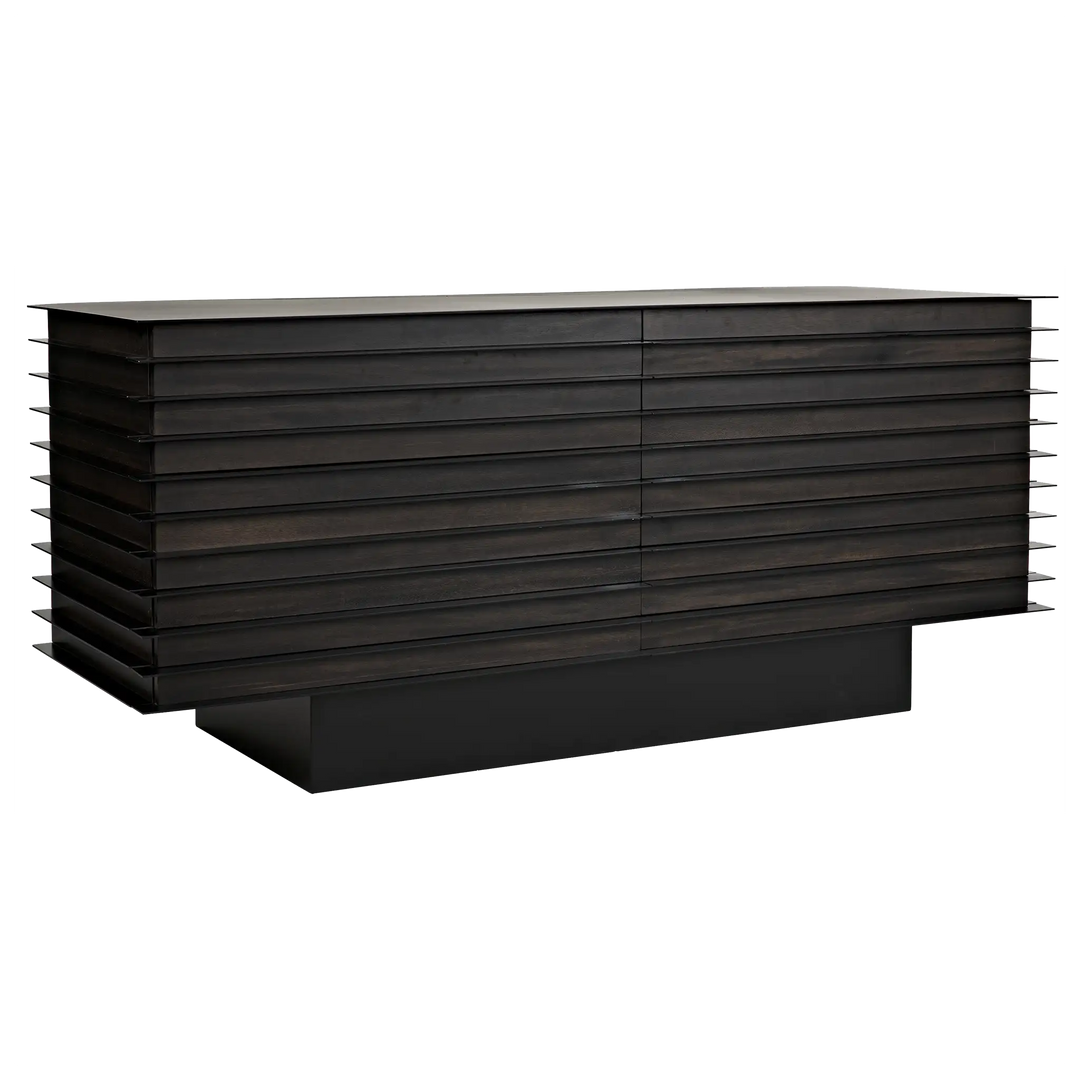 American Home Furniture | Noir - Elevation Sideboard, Ebony Walnut with Steel