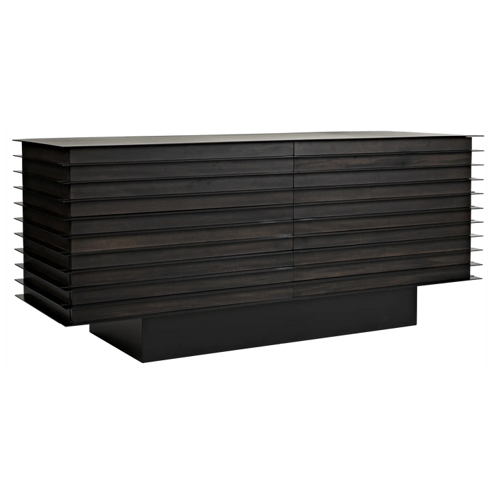 American Home Furniture | Noir - Elevation Sideboard, Ebony Walnut with Steel