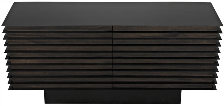 American Home Furniture | Noir - Elevation Sideboard, Ebony Walnut with Steel