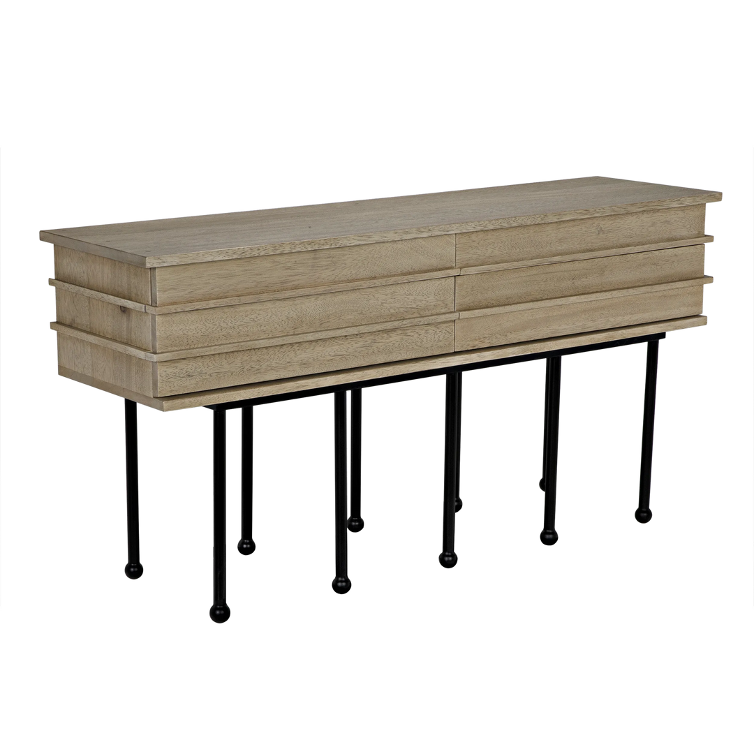 American Home Furniture | Noir - Oliver Console, Washed Walnut