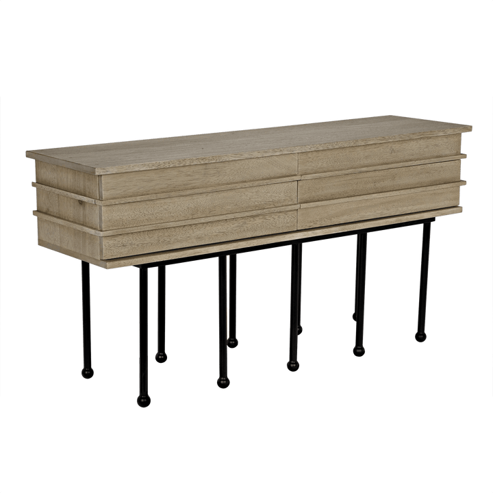 Noir Oliver Console, Washed Walnut CONSOLE TABLES
