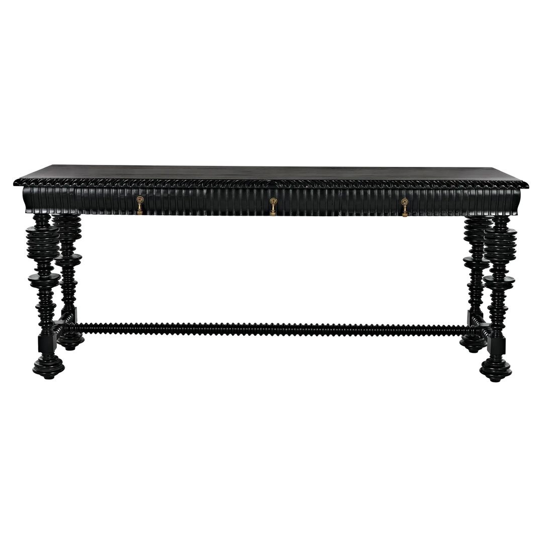 American Home Furniture | Noir - Portuguese Console, Hand Rubbed Black