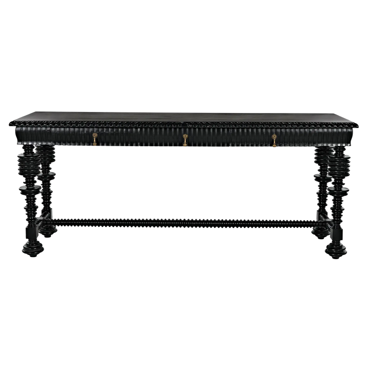 American Home Furniture | Noir - Portuguese Console, Hand Rubbed Black