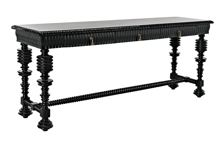 American Home Furniture | Noir - Portuguese Console, Hand Rubbed Black