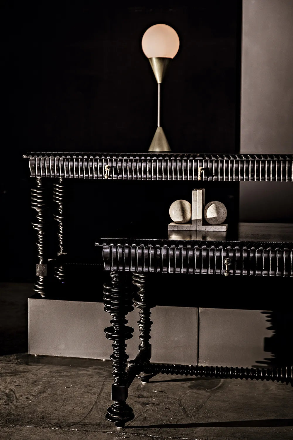 American Home Furniture | Noir - Portuguese Console, Hand Rubbed Black