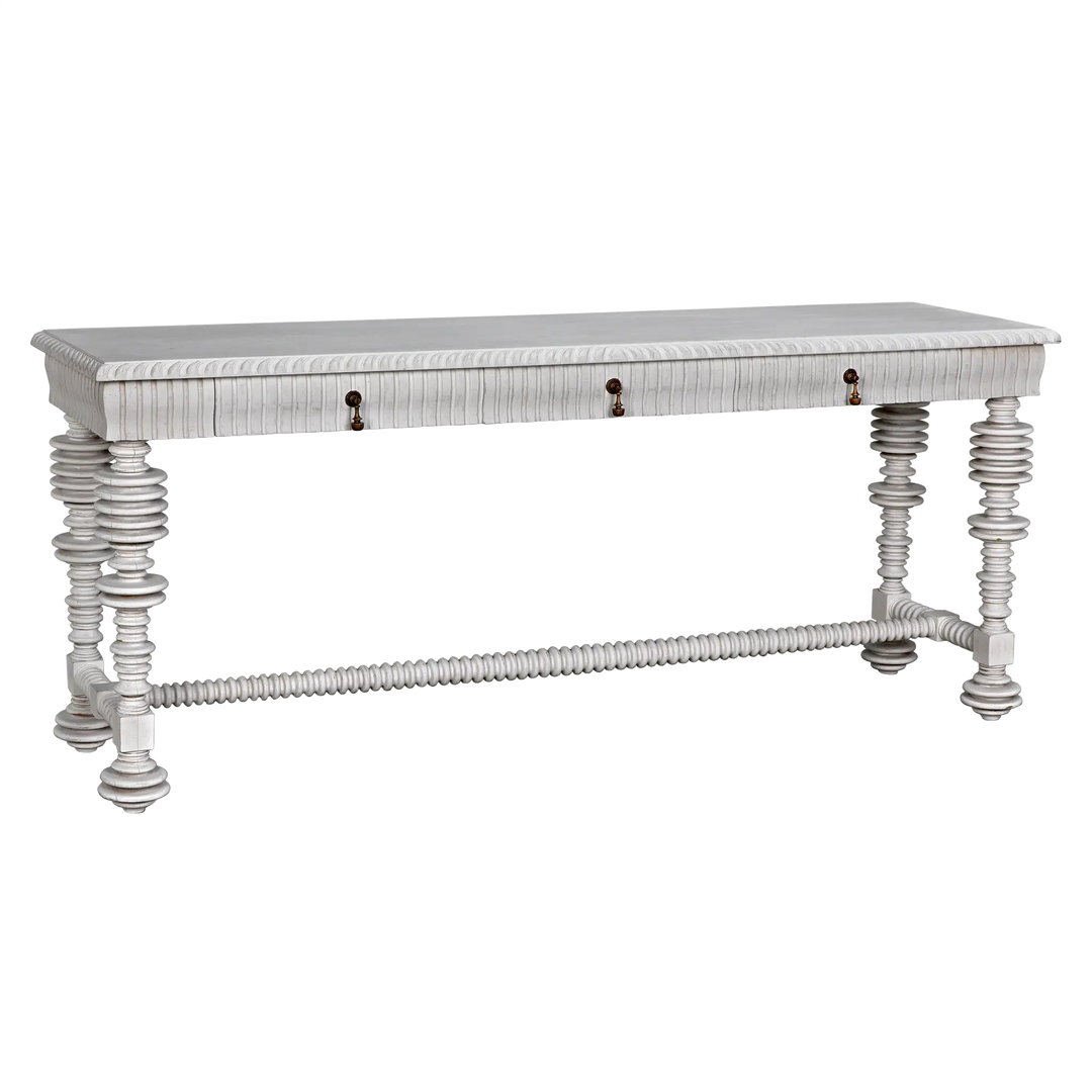 American Home Furniture | Noir - Portuguese Console, White Wash