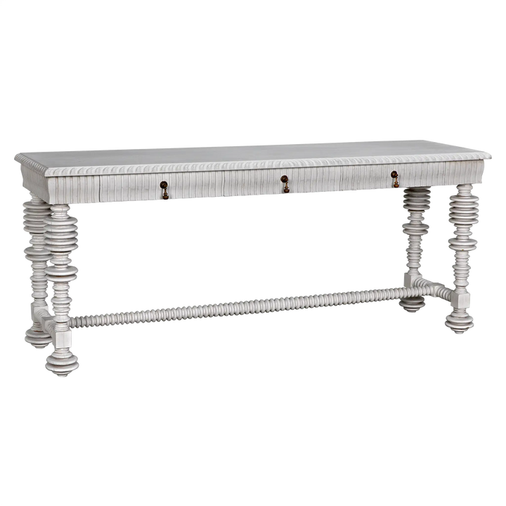 American Home Furniture | Noir - Portuguese Console, White Wash