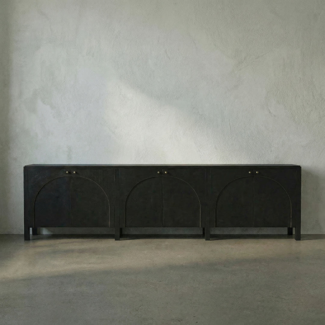 Noir - Weston Sideboard, Hand Rubbed Black with Light Brown Trim - GCON386HB-XL