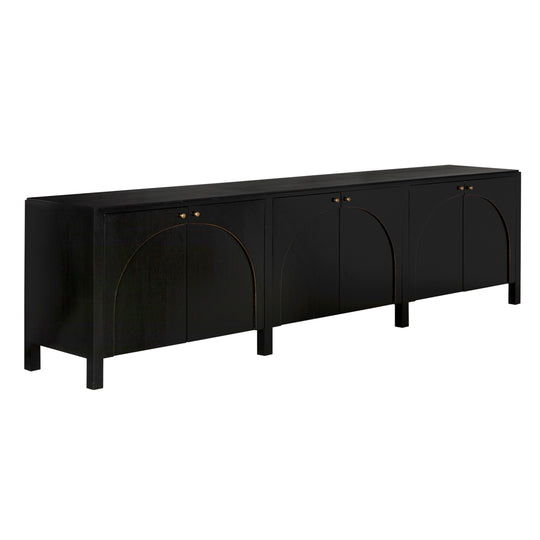 Noir - Weston Sideboard, Hand Rubbed Black with Light Brown Trim - GCON386HB-XL