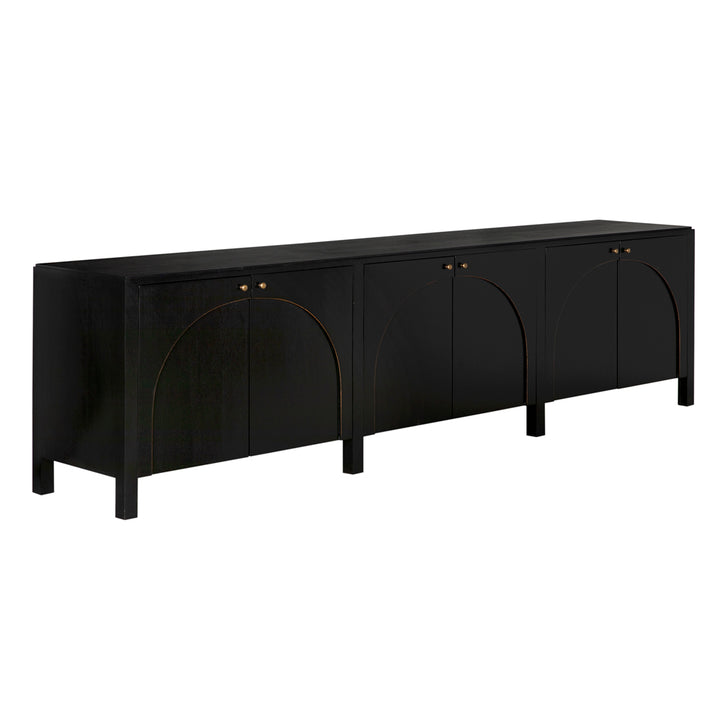 Noir - Weston Sideboard, Hand Rubbed Black with Light Brown Trim - GCON386HB-XL