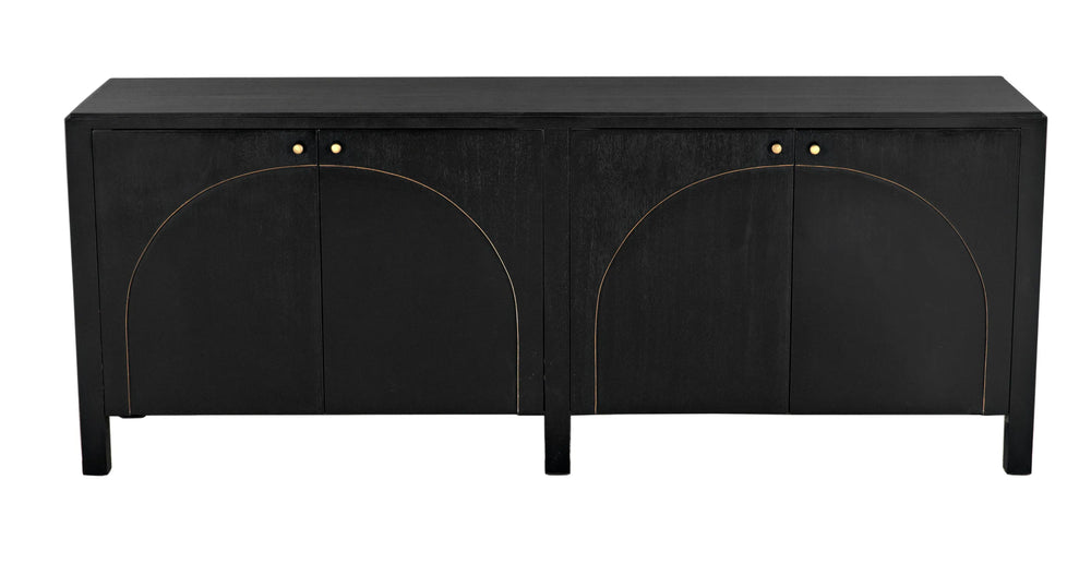 American Home Furniture | Noir - Weston Sideboard, Hand Rubbed Black with Light Brown Trim